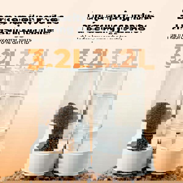 Skylos 2 Packs Automatic Food Feeder Waterer Set 3.2L Plastic Dispenser Dog Cat