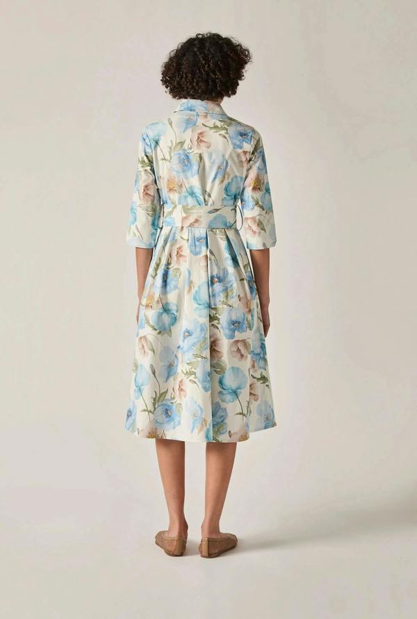 James Lakeland Blue Bloom Cotton Midi Dress