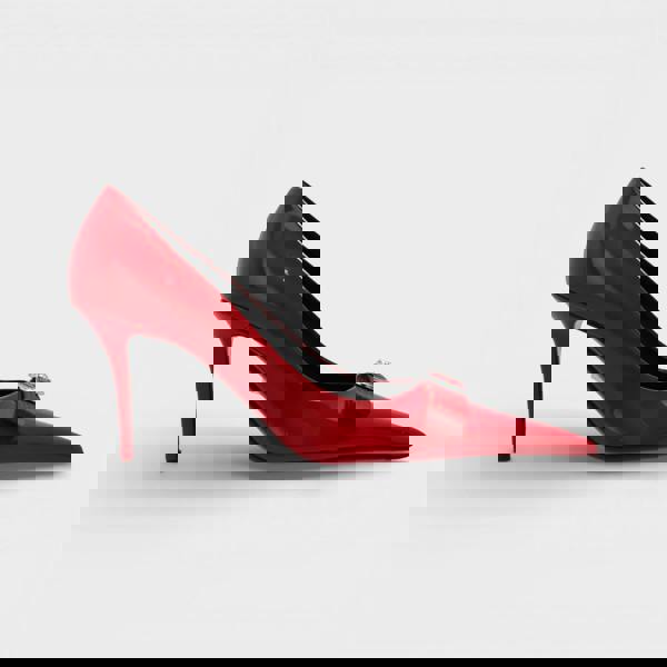 Versace 85mm Gianni Ribbon Pumps Lipstick Red