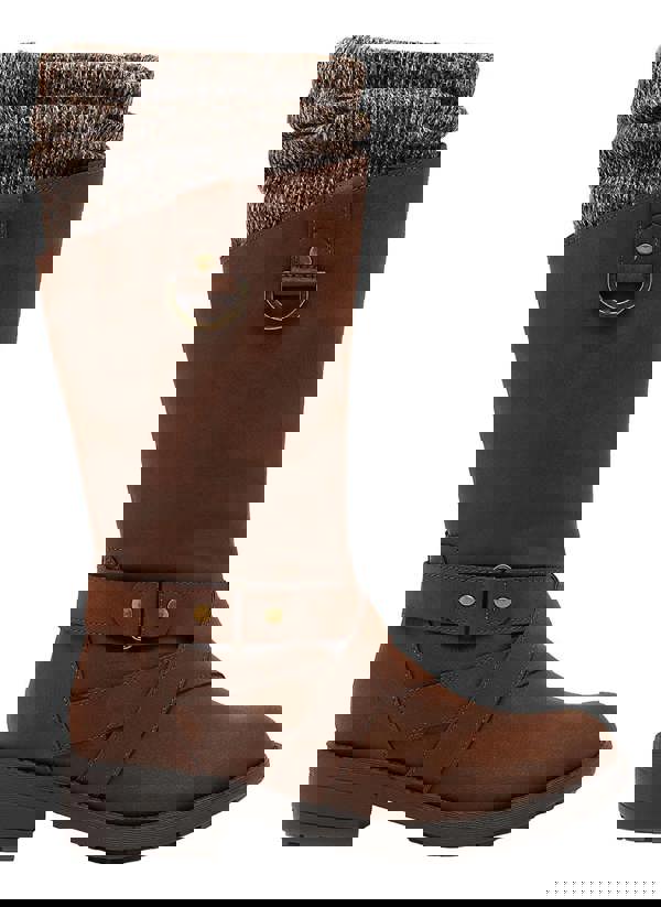 Rocket Dog Telsa Womens Tall Zip Up Mid Calf Biker Buckle Boots