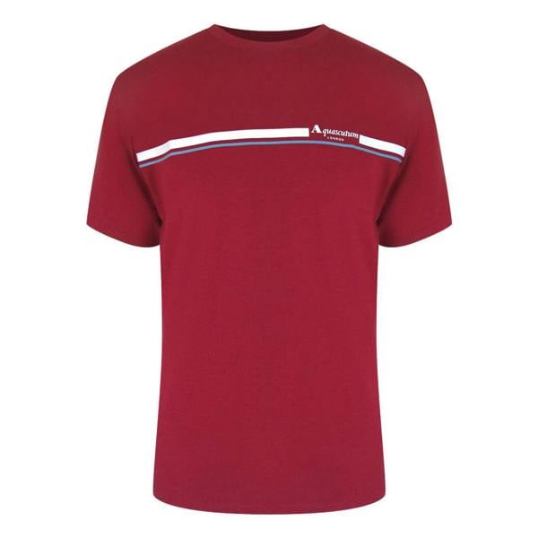 Aquascutum Active Cotton Stripes Bordeaux Burgundy T-Shirt