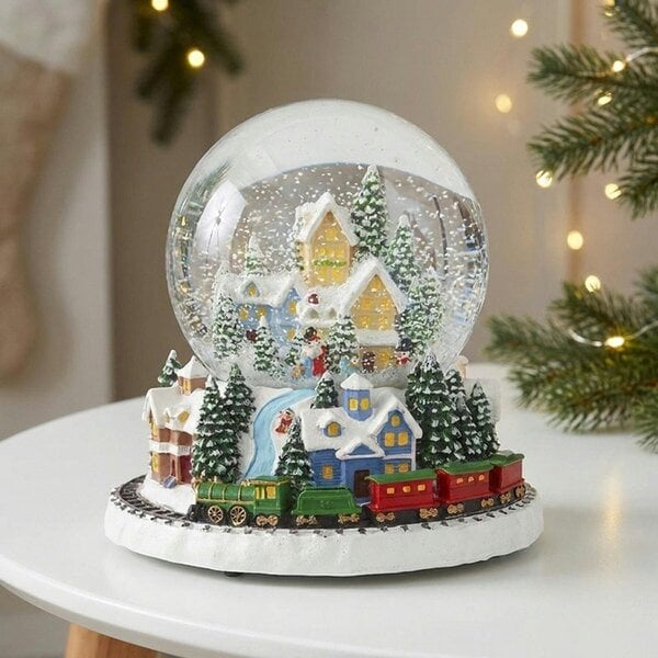 Garden Greatness Musical Village with Train Snowglobe Ornament