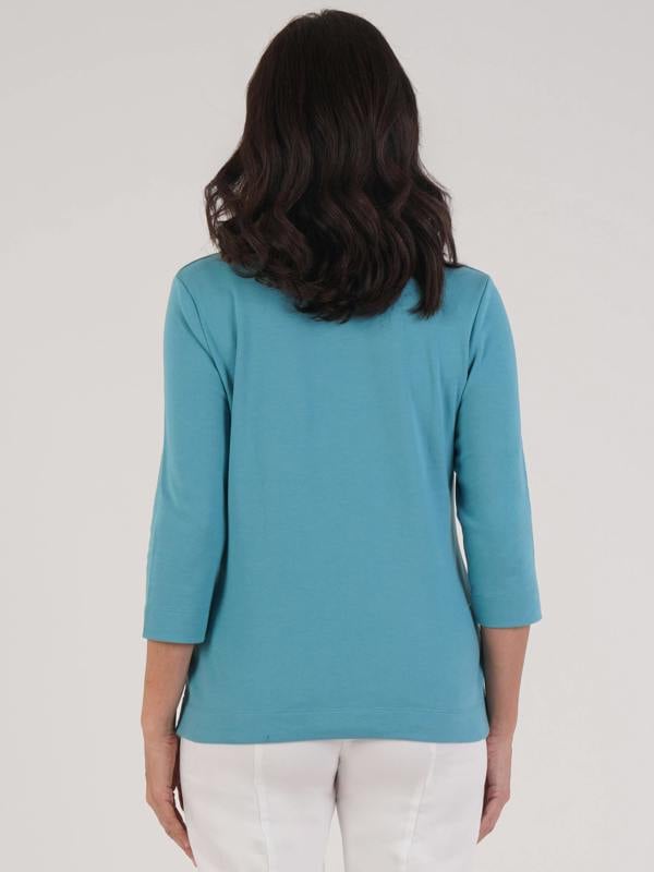 PennyPlain Solid Square Neck Top - Sea Green