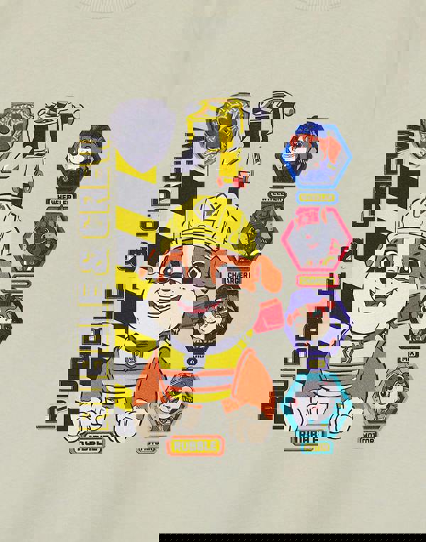 Paw Patrol Boys Beige Rubble & Crew Short Sleeved T-Shirt