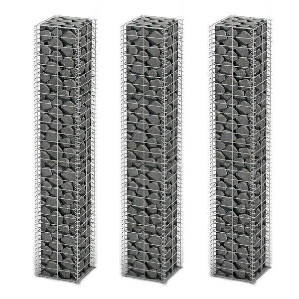 Berkfield Gabion Set 3 pcs Galvanised Wire 25 x 25 x 150 cm
