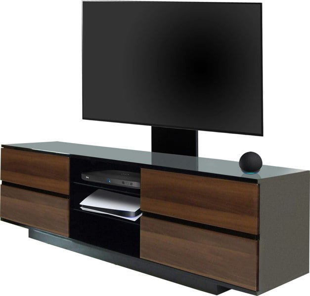 Centurion Supports AVITUS Gloss Black with 4-Walnut Drawers for up to 65" LED/LCD/Plasma TV Stand with Mounting Arm
