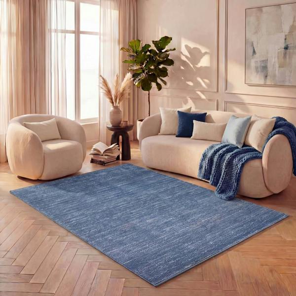 Carmel striped design blue colour rug, anti-static, non-shedding, rectangular and runner rugs | THE RUGS