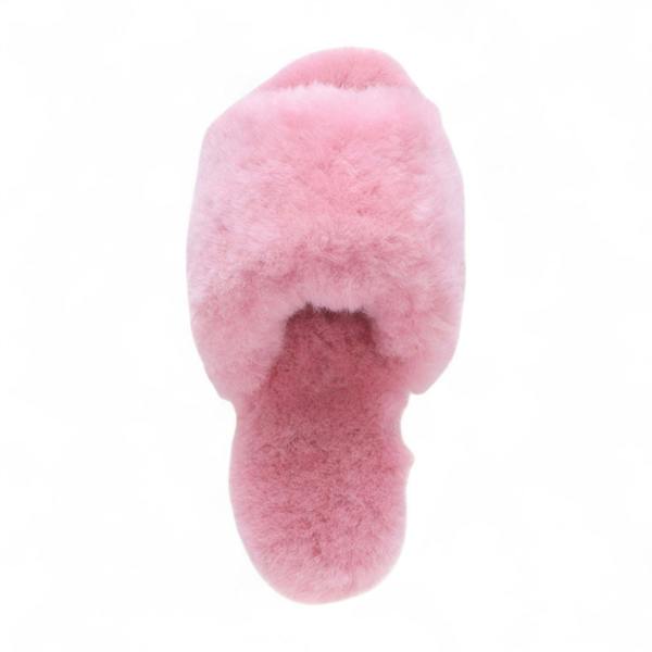 Infinity Leather Women's Sheepskin Slippers Pink Warm Winter Fur Sliders - Nordic