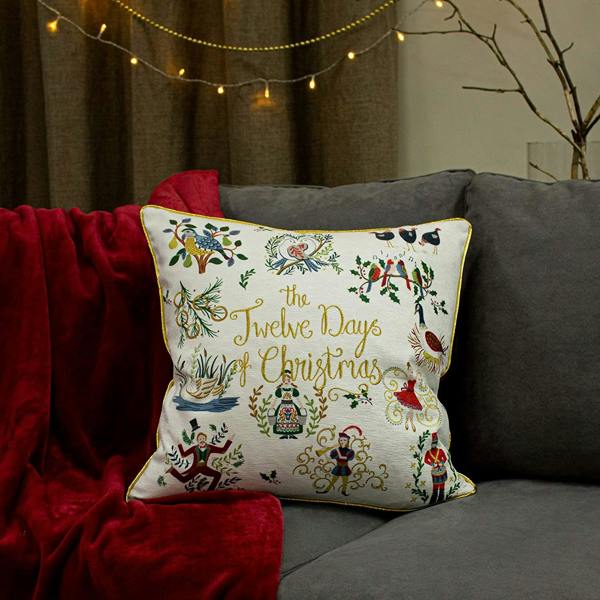 Furn Twelve Days of Christmas Cushion Cover - Multicoloured - 