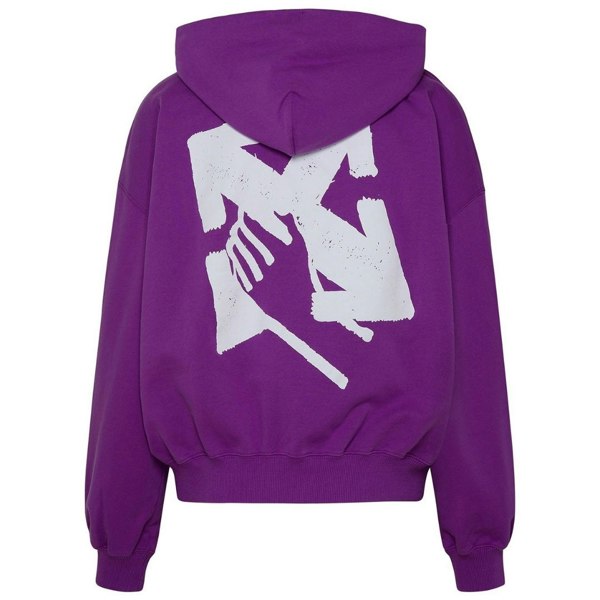 Off-White Hand Arrow Design Boxy Fit Purple Oversized Hoodie L