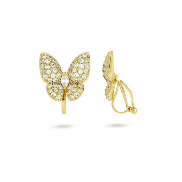 Gold Trip Gold Sparkle Butterfly Clip On Earrings