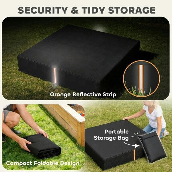 Bobobiy Sandbox Cover, Square Sandpit Cover Waterproof Dustproof UV Protection, Sandbox Canopy with Drawstring and Elastic Band