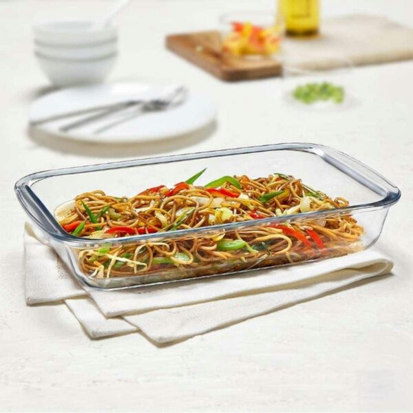 Dyzi 3L Borosilicate Glass Rectangular Baking Tray Oven Roasting Dish
