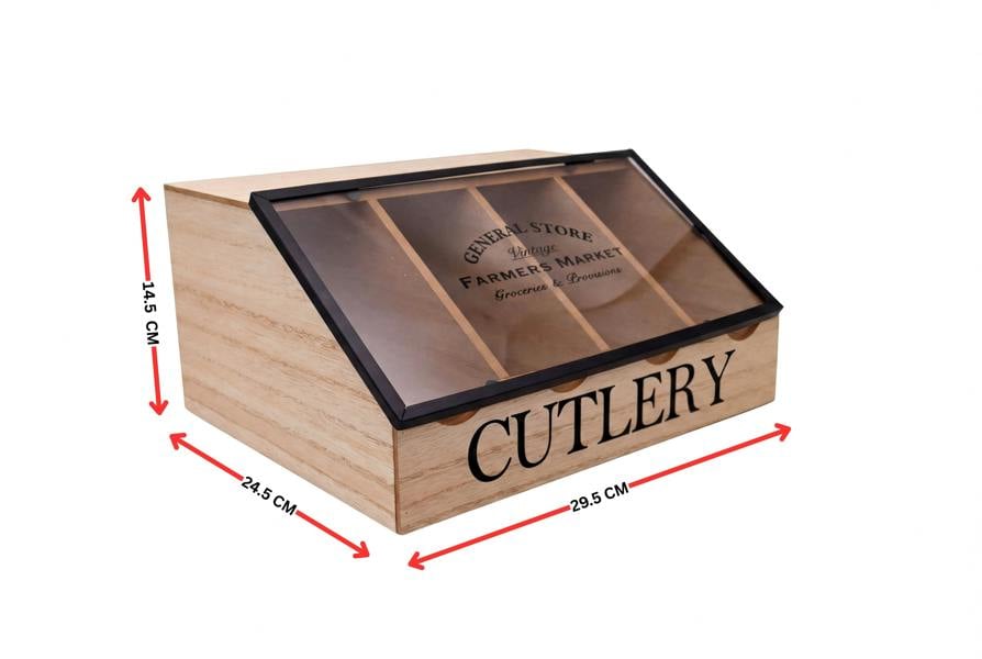 Maison des Cadeaux General Store Vintage Wooden Cutlery Organizer