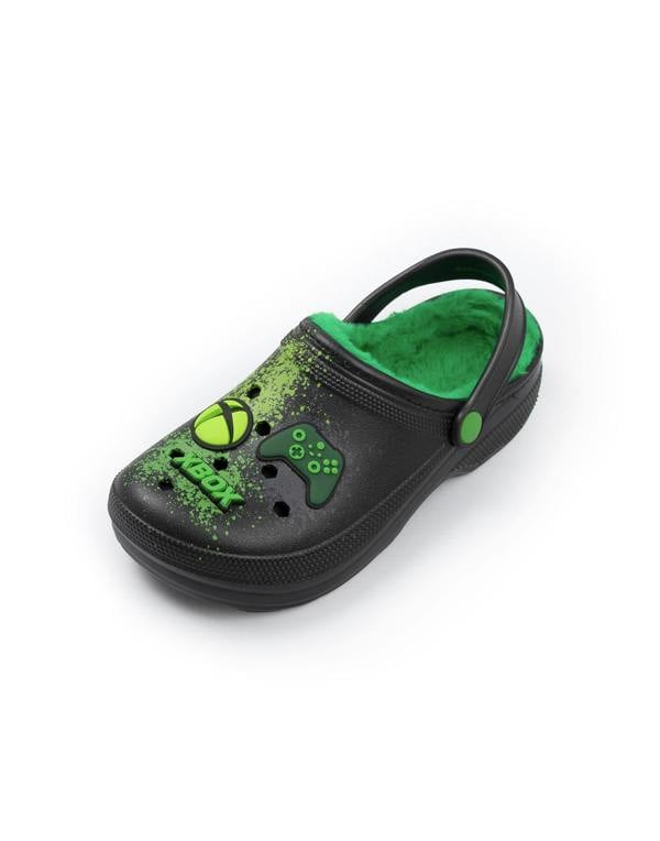 Xbox Boys Black Logo Fur Lined Clogs