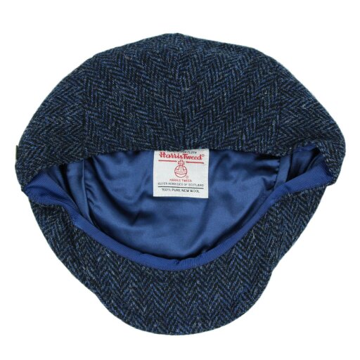 Heather Hats & Accessories Genuine Harris Tweed Wool Flat Cap, Satin Lining, Outdoor Wear, Midnight Navy