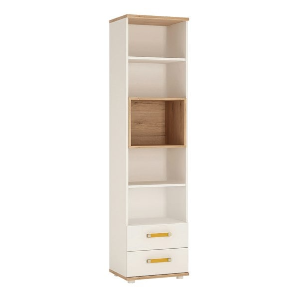 Furniture To Go 4KIDS Tall 2 Drawer Bookcase with Orange Handles