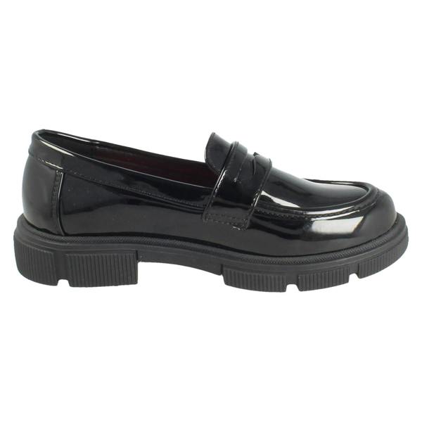 Pineapple Girls Pineapple Black Slip On Loafer School Shoes H2713