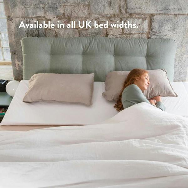 Bed wedge available in all UK bed widths, Single, Double, King, Super King.