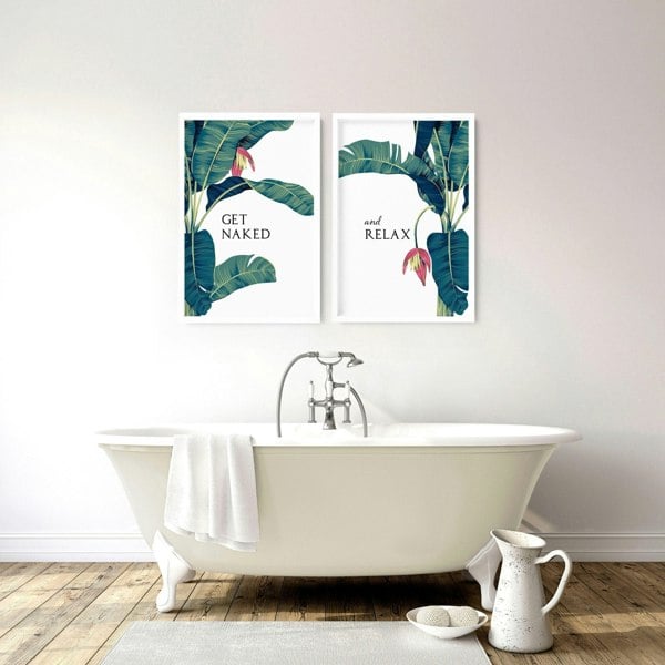 Prints for the bathroom walls | Set of 2 Tropical wall art