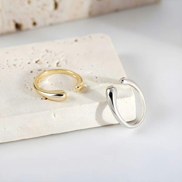 Gold Trip Open Drop Ring in Gold or Rhodium