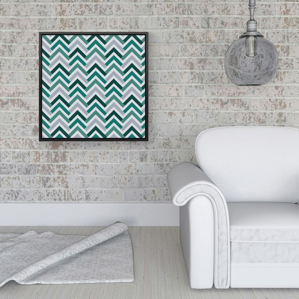 Warren Reed Retro Vintage Colored Chevron Pattern Framed Canvas