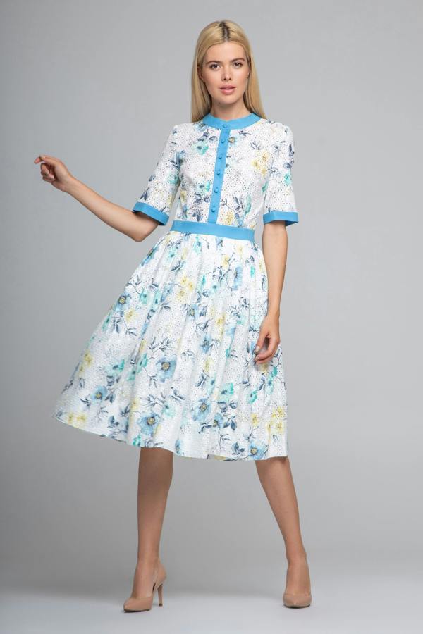 Rumour London Toscana floral print broderie anglaise midi dress in blue