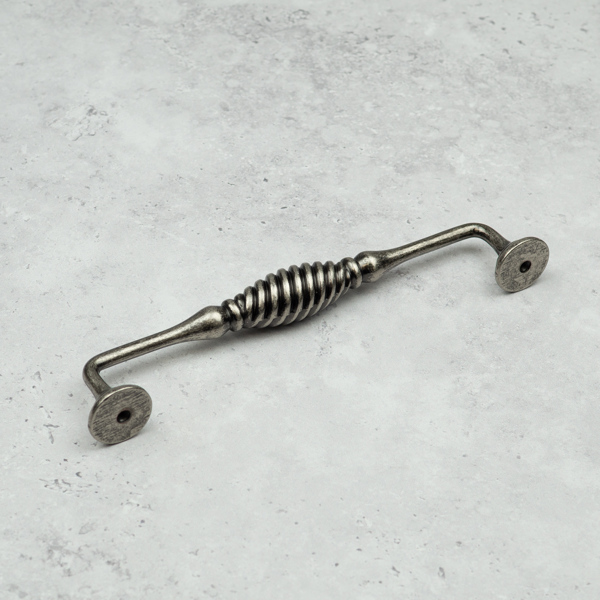 Antique Pewter Reeded Beehive Handle & Coordinating Pull Knob