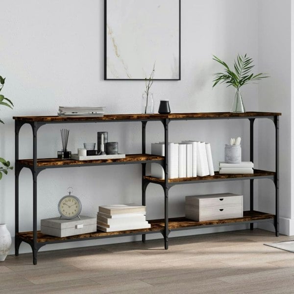Berkfield Console Table Smoked Oak 160x29x75 cm Engineered Wood