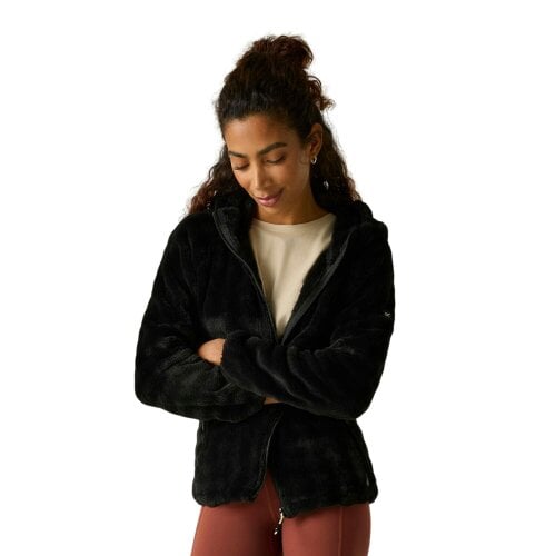 Regatta Womens Endra Textured Hooded Fleece - Black - 14 UK - Black - 70% Polyester/30% Recycled Polyester
