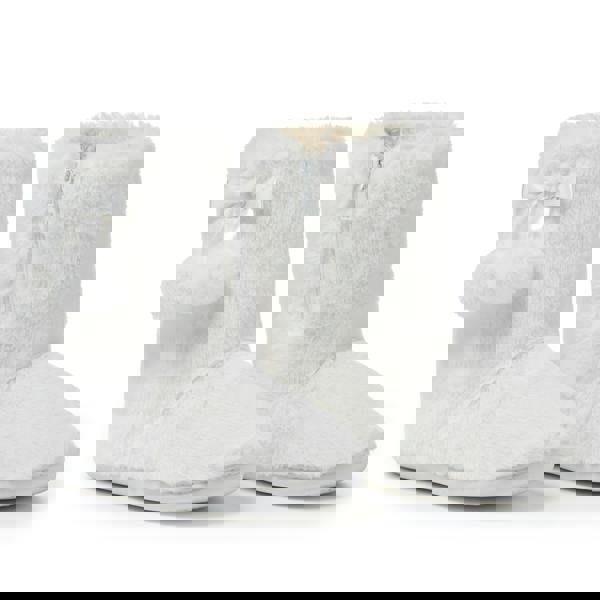 VIVA Polar Womens Faux Fur Fluffy Indoor Slipper Boots with Cute Pom Poms