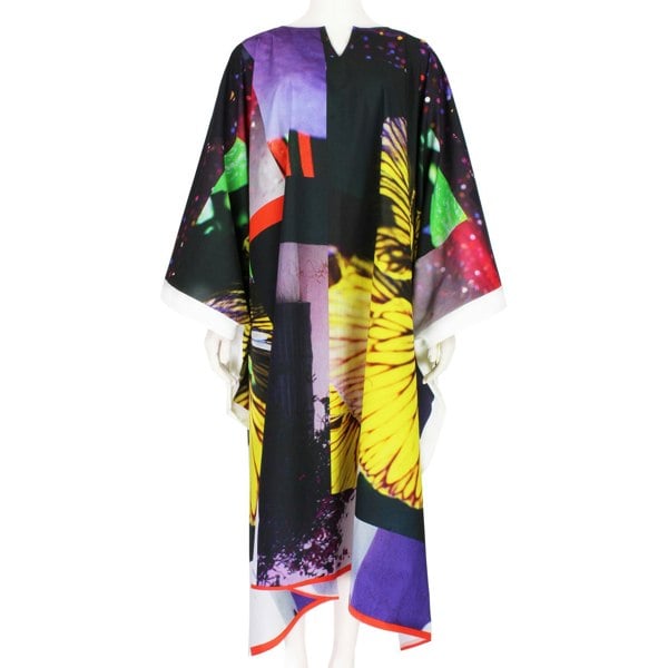 Dries Van Noten abstract floral pansy kaftan dress