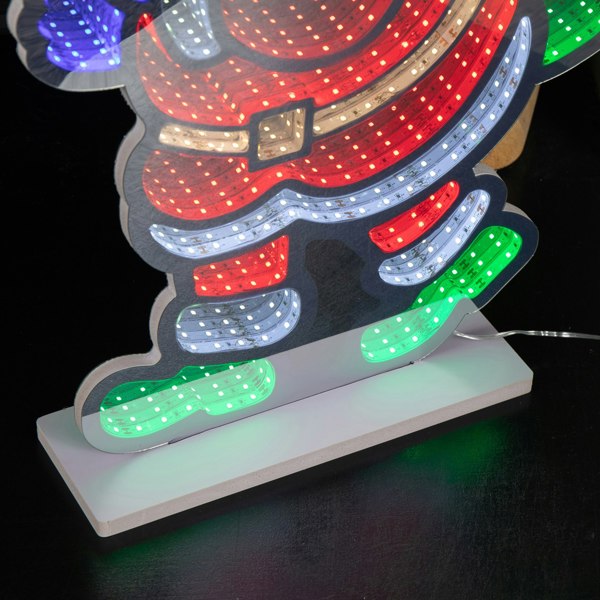 Samuel Alexander 60cm Light up Standing Santa with Tree Christmas Infinity Light with Multi-Coloured LEDs