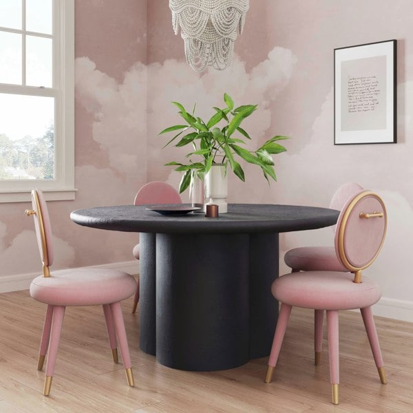 Furniture Edit Elika Black Faux Plaster Round Dining Table Indoor Or Outdoor