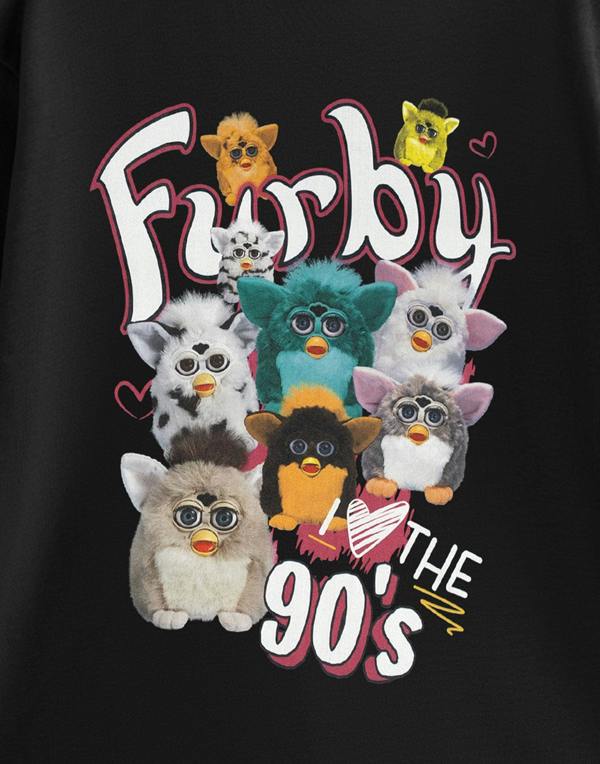 Furby Womens Black I Love The 90'S Short Sleeved T-Shirt