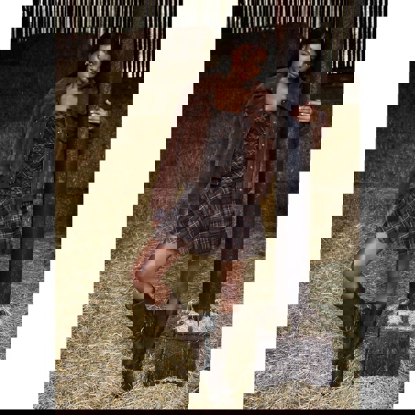 Pink Vanilla Check Bandeau Ruffle Mini Dress