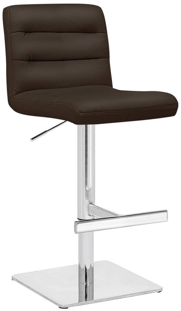 Lamboro Luscious Kitchen Bar Stool, Chrome Footrest & Square Base, Height Adjustable Swivel Gas Lift, Breakfast Bar & Home Barstool, Brown