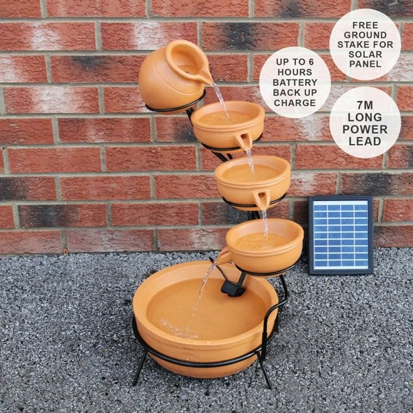 Monstershop Terracotta 4 Tier Spilling Bowls Water Feature