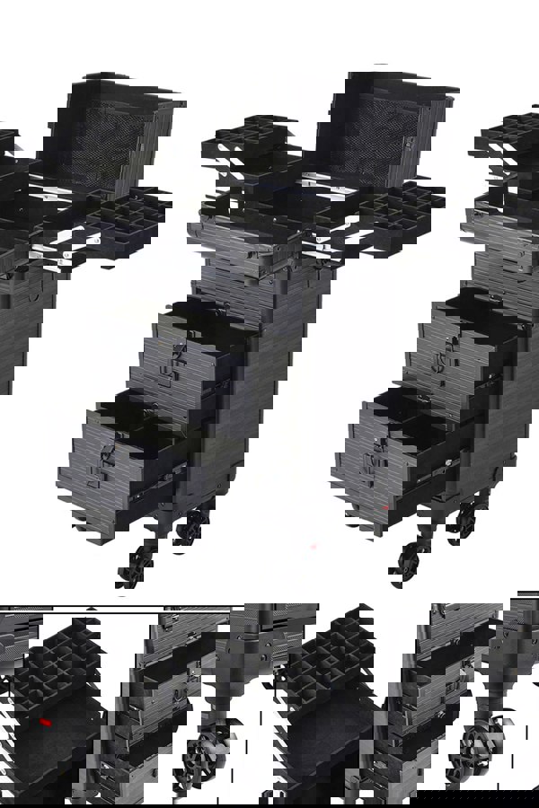 Living and Home 3 in 1 Rolling Cosmetic Train Case Trolley Case for Hairdressing Beauty