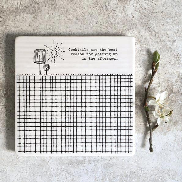 Porcelain Coaster – “Cocktails Are the Best Reason”  Sentimental Gift