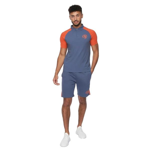 Crosshatch Mens Mentella Top & Shorts Set - Denim Blue - 