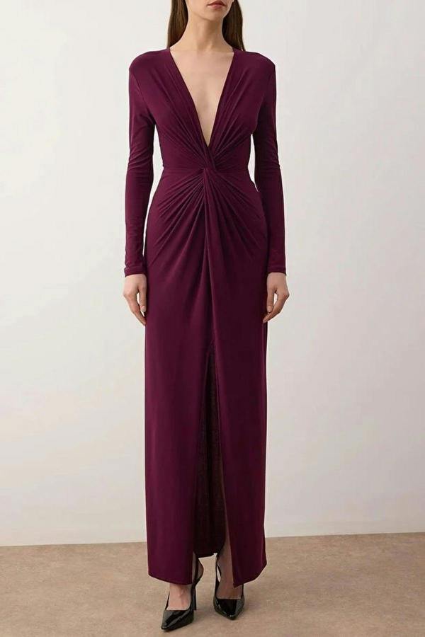 WOVCOR Double-Breasted Maxi Elegant Evening Dress