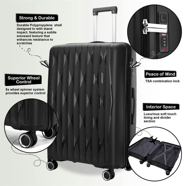 Infinity Luggage Hard Shell Suitcase Cabin TSA Luggage Travel Set