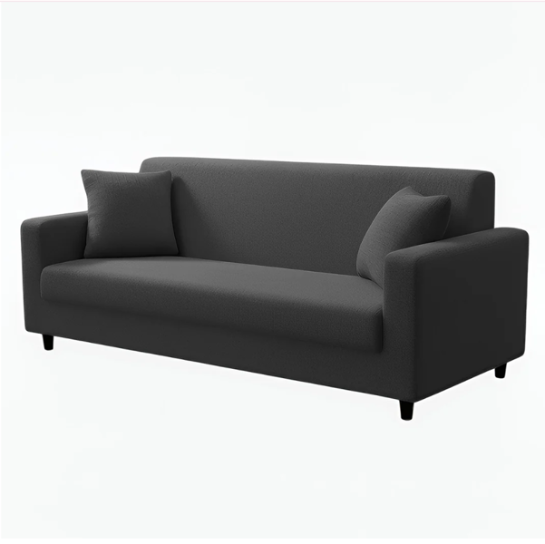 Anyseat 3 Seater Sofa Cover Plain Dark Grey Style and Protection For Living Room Sofa Chair Elastic Stretchable Slipcover