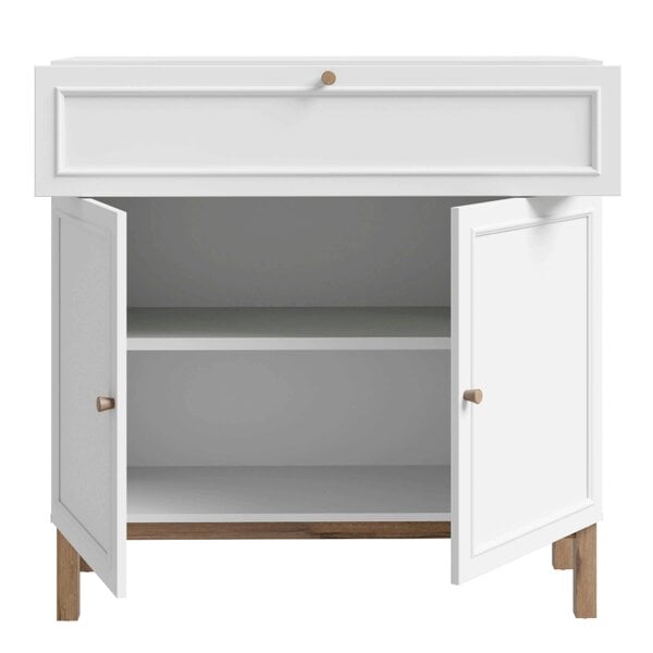 Wyld Haus Sofia Light Grey and Oak Wood 2 Door 1 Drawer Cabinet