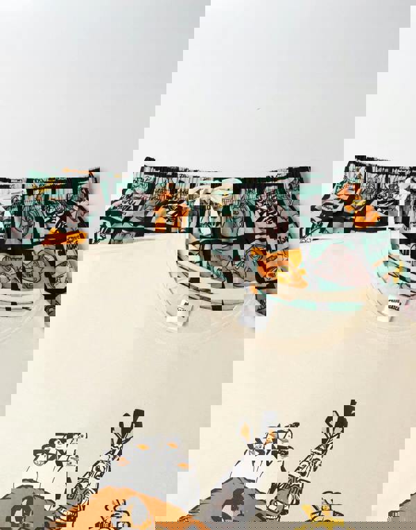 Madagascar Womens Beige Character Short Sleeve Long Leg Pyjama Set