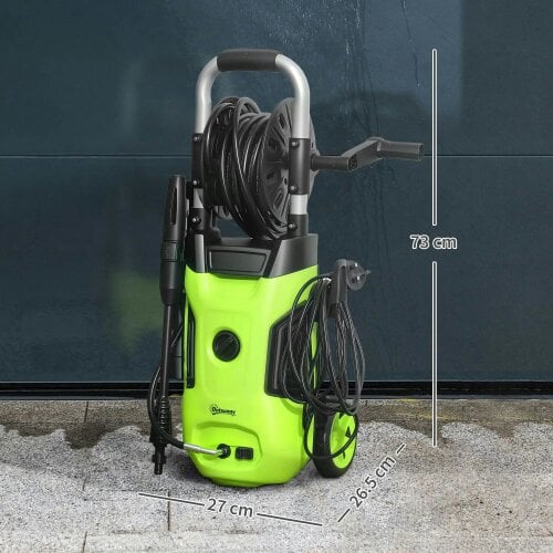 Bobobiy 1800W High Pressure Washer, 150 Bar Pressure, 420 L/h Flow, 6M Hose, Steel Handle Car Driveway, Green