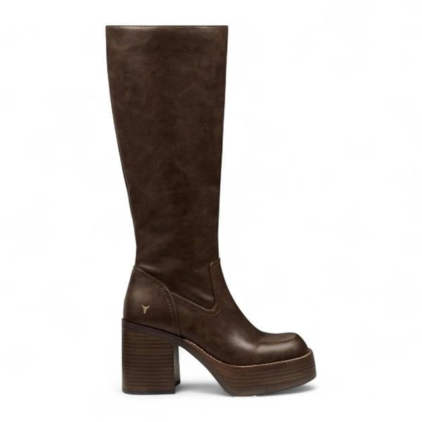 Windsorsmuth Niche - Women's Oak Brown Faux Leather Knee-High Boots