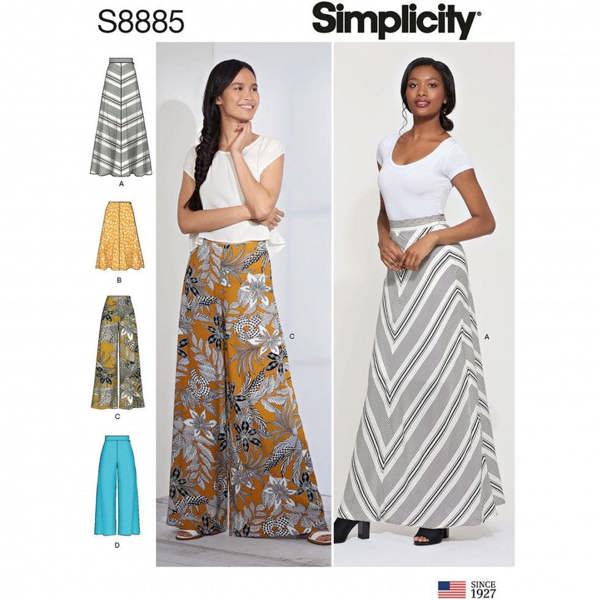 Simplicity Sewing Pattern 8885, Skirts, Trousers for Women, H5 (6-8-10-12-14) - Intermediate