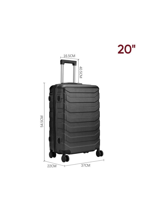 Living and Home Rolling Hardshell Luggage Travel Suitcase, 20" Black
